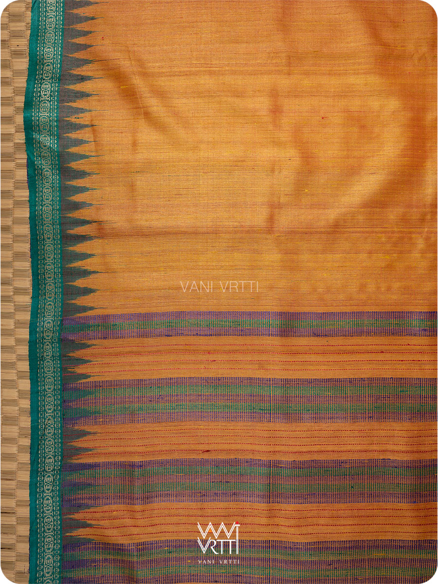 Mustard Yellow Aarush Handspun Tussar Silk Saree
