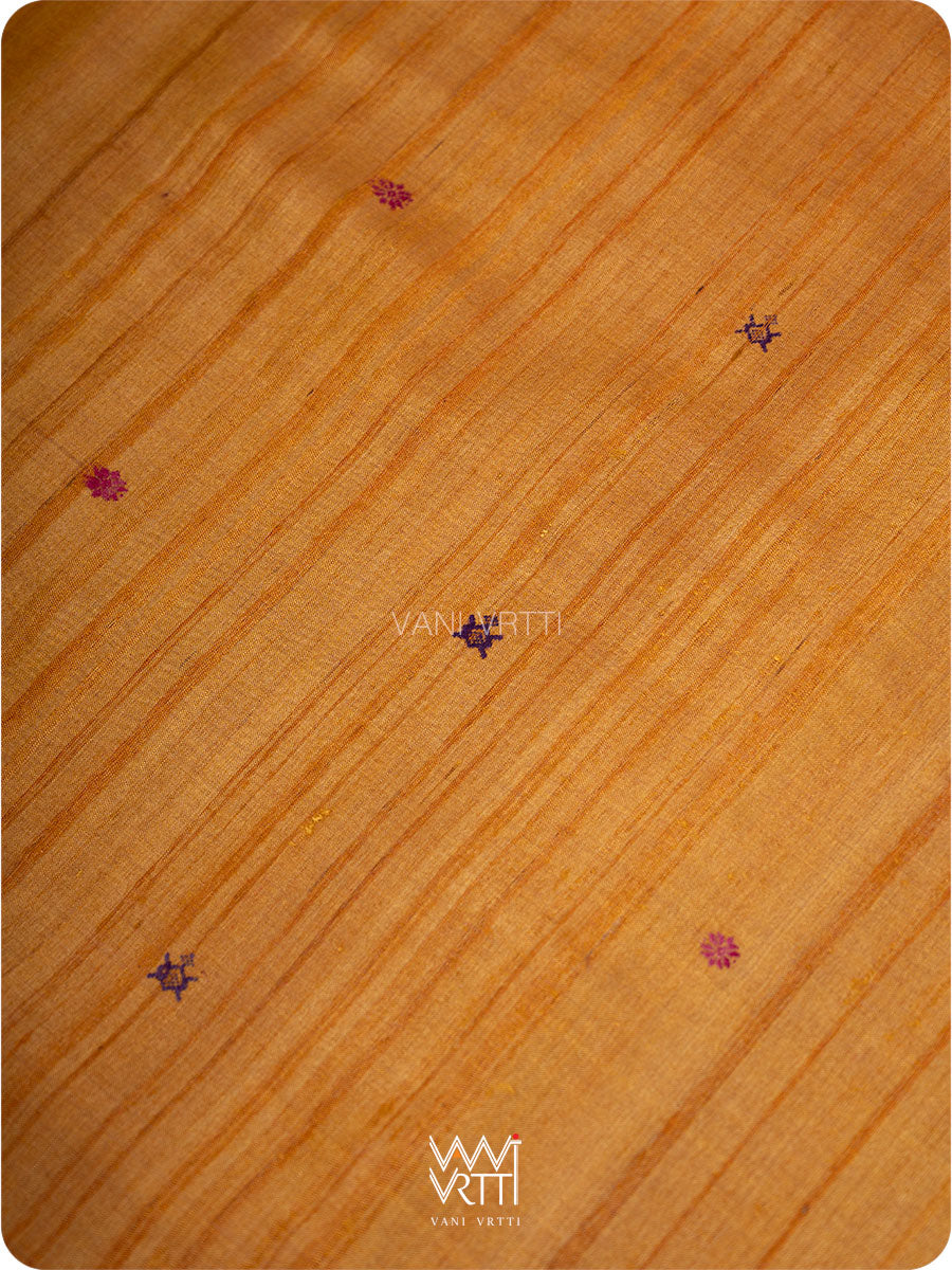 Rust Orange Purple Matsya Kachhap Handspun Tussar Silk Sari