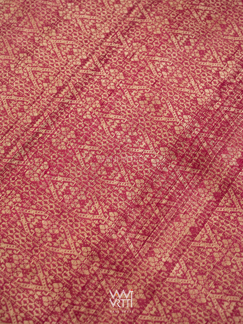 Bougainvillea Pink Mehendi Madhumalati Handspun Tussar Silk Sari