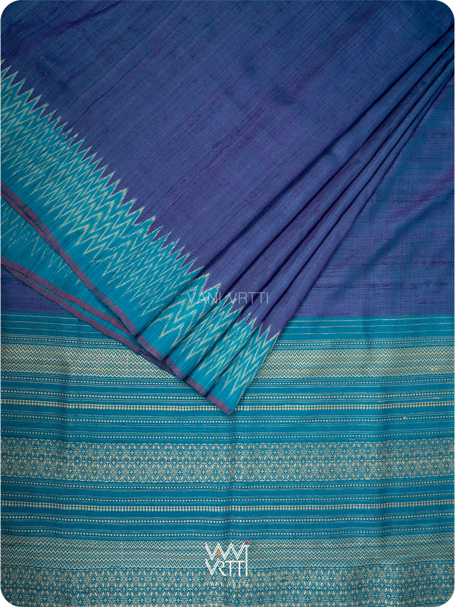 Purple Firozi Anjana Handspun Tussar Silk Saree