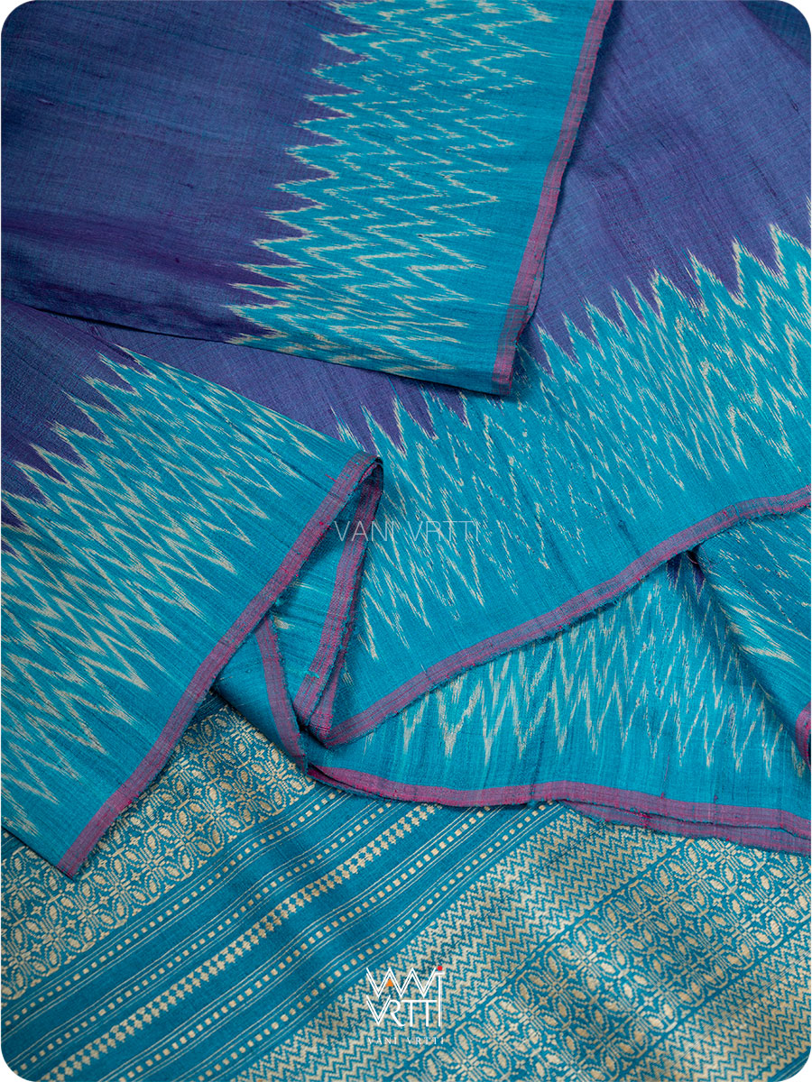 Purple Firozi Anjana Handspun Tussar Silk Saree