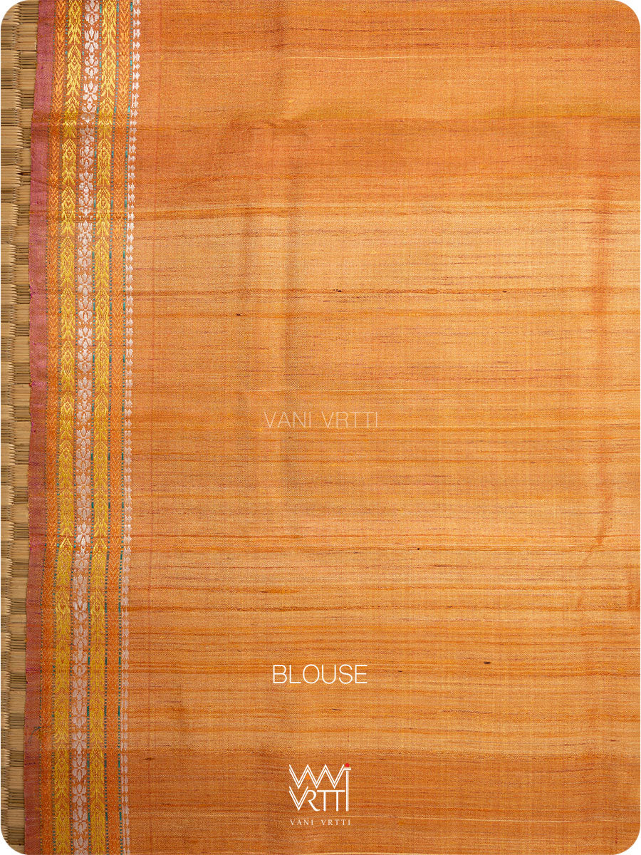 Black Red Orange Ganga Jamuna Ananta Handspun Tussar Silk Saree
