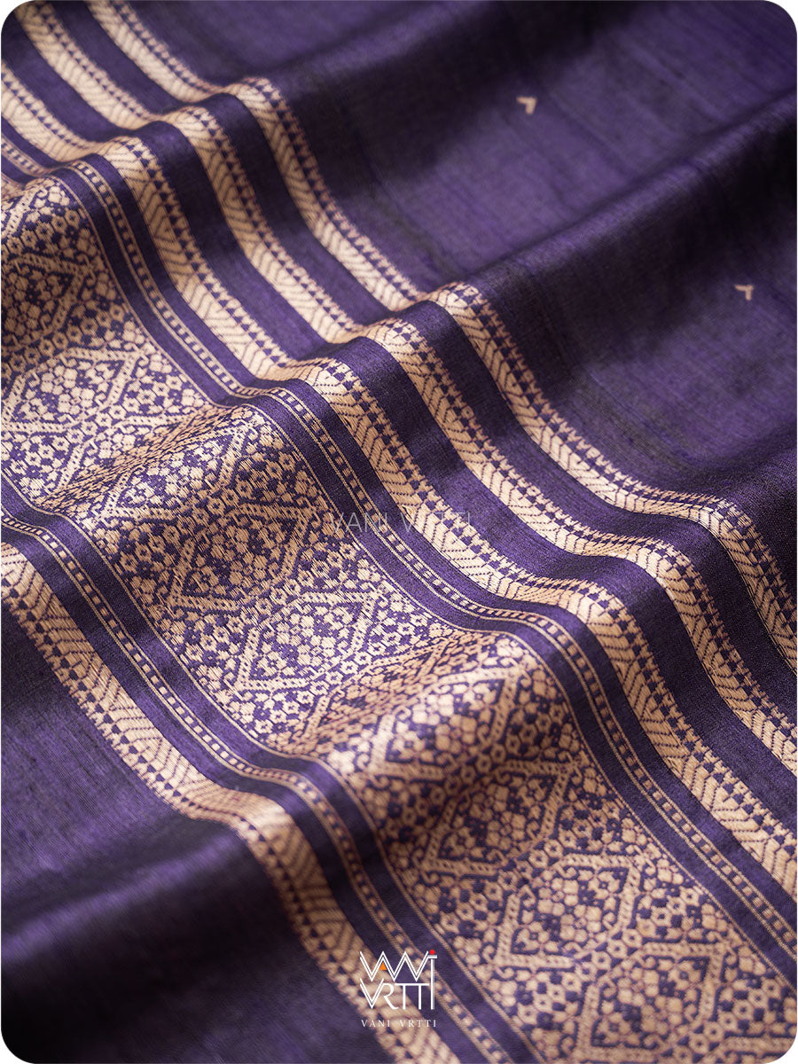 Deep Violet Small Madhumalati Handspun Tussar Silk Dupatta