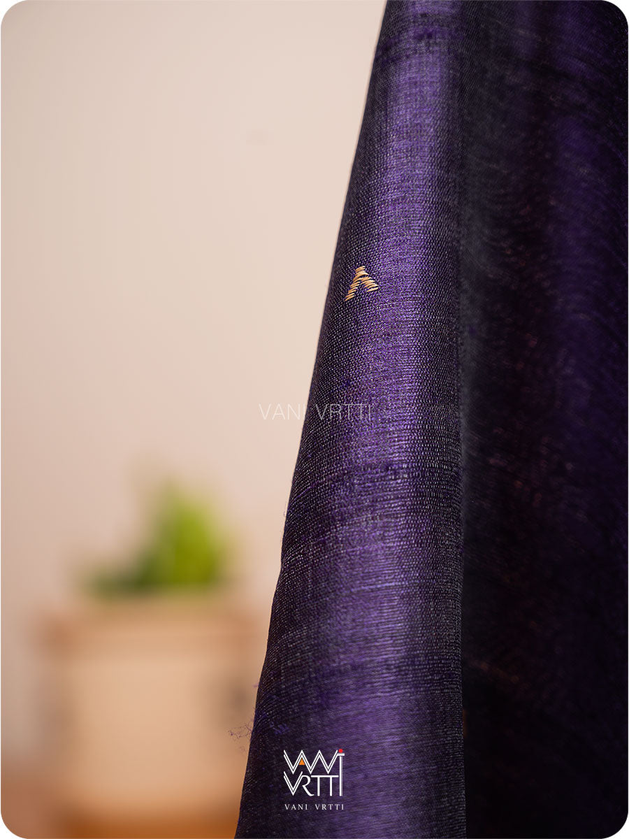 Deep Violet Small Madhumalati Handspun Tussar Silk Dupatta