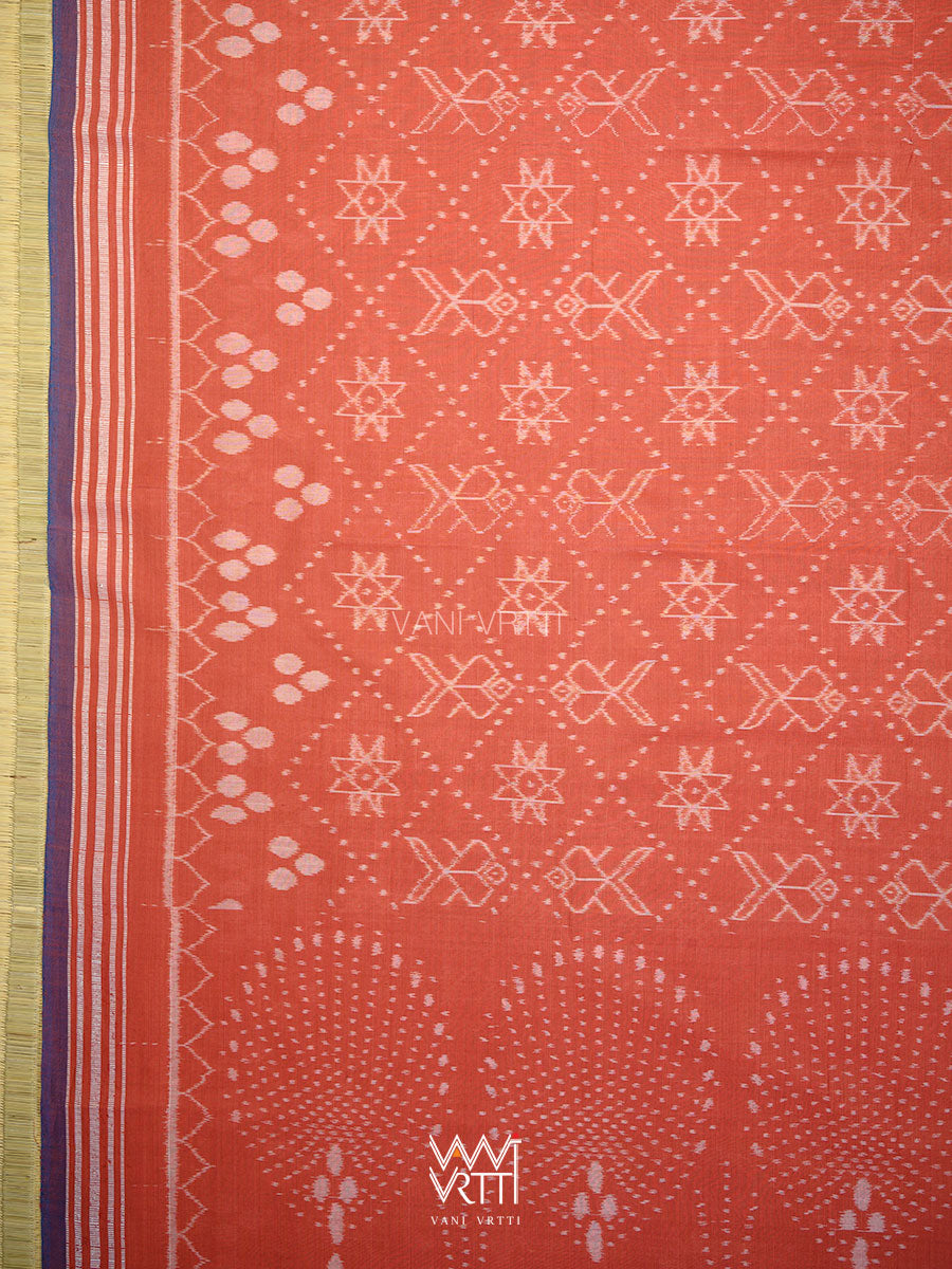 Manjistha Red Revival Jotai Natural Dyed Cotton Ikat Saree