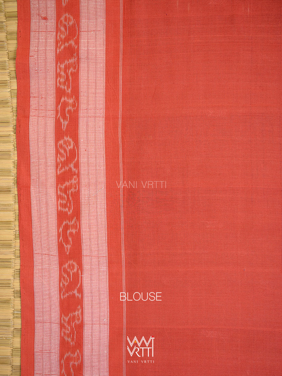 Indigo Blue Madder Matsya Checks Natural Dyed Cotton Ikat Saree