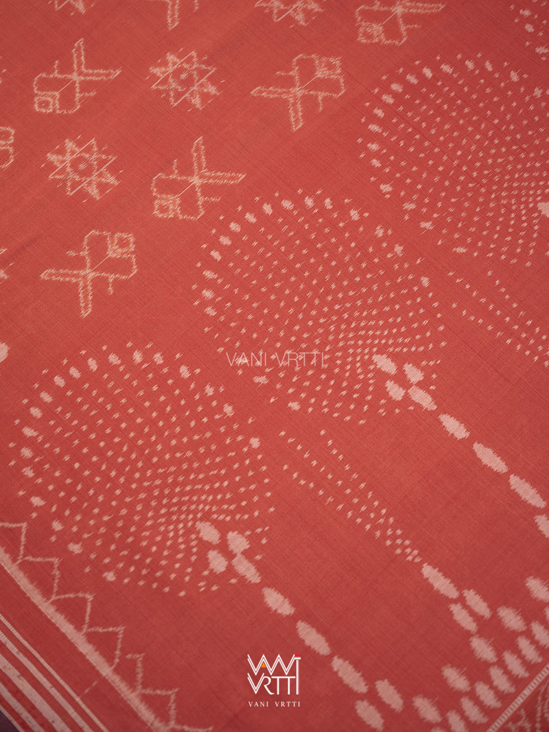 Manjistha Red Matsya Jotai Natural Dyed Cotton Ikat Saree
