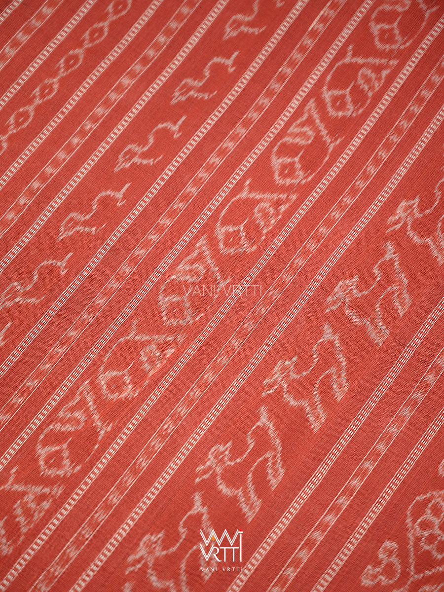 Indigo Blue Red Hiran Sunaya Natural Dyed Cotton Ikat Saree