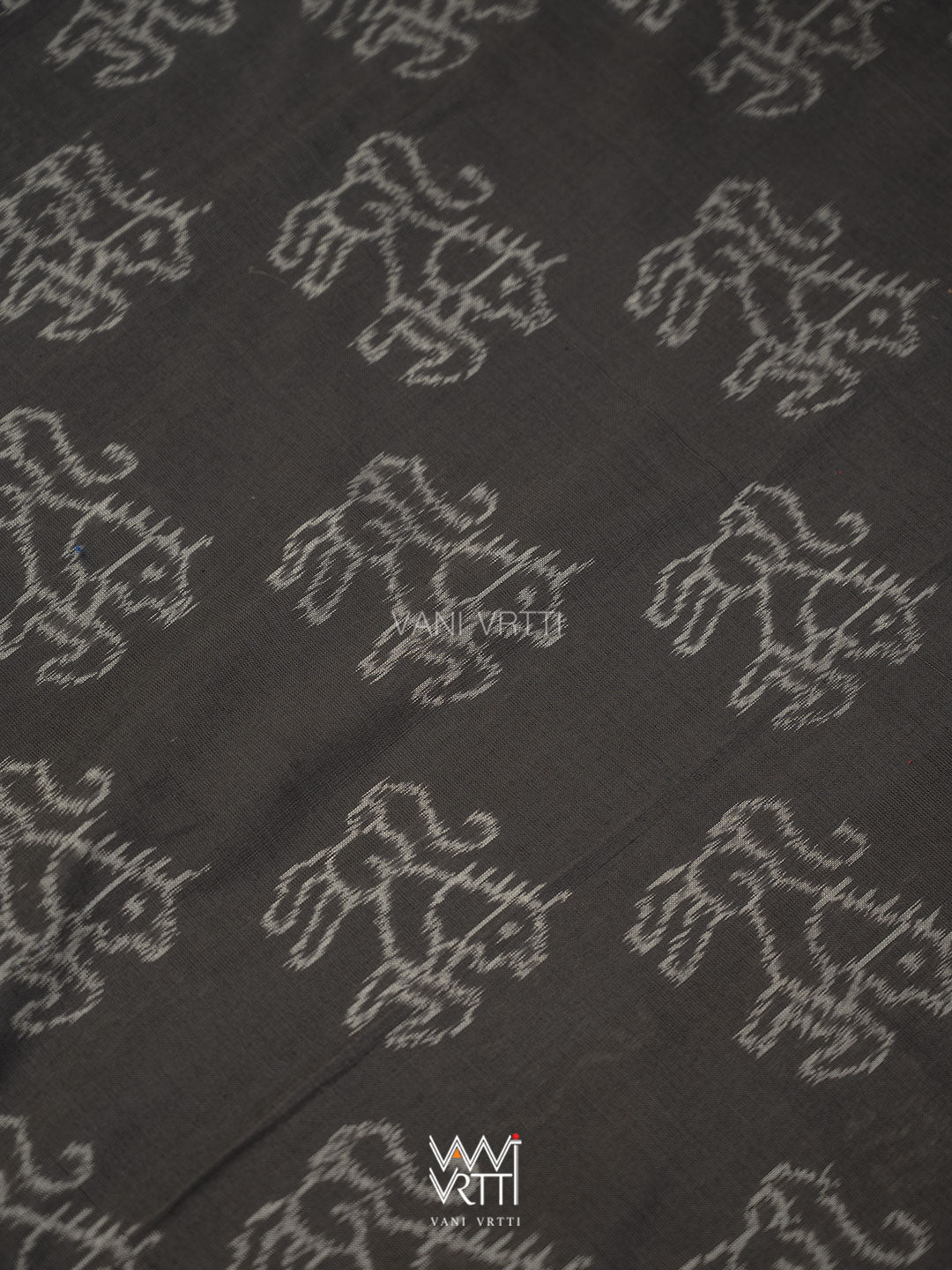 Black Red Lion Natural Dyed Cotton Ikat Saree