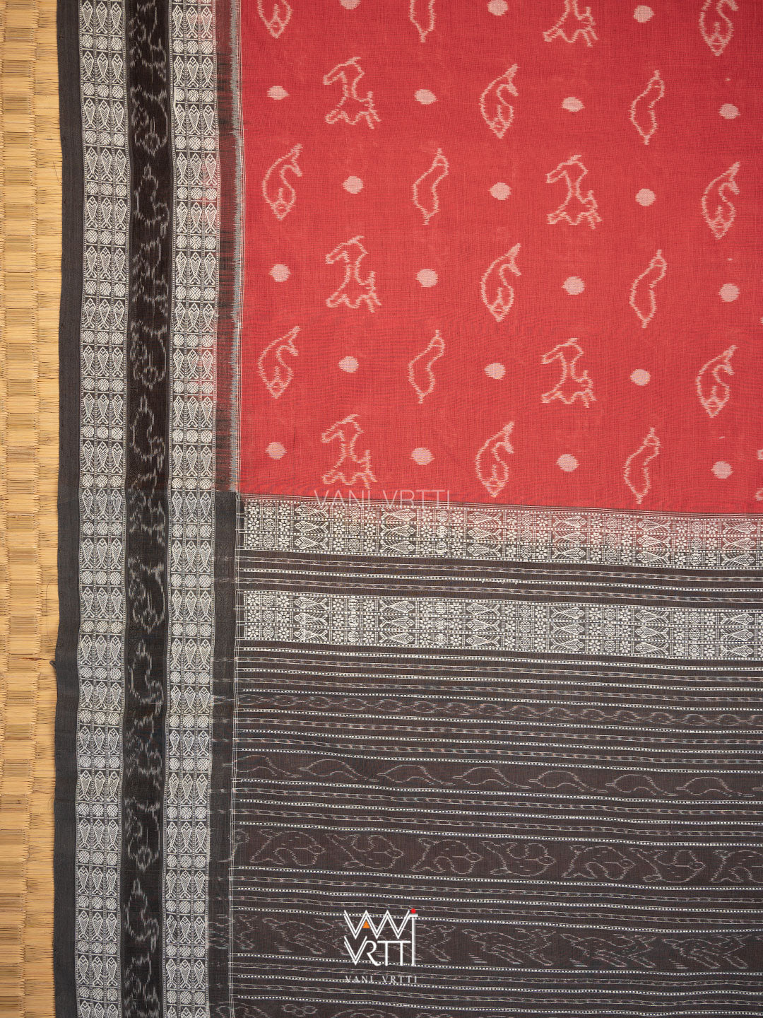 Madder Black Hiran Sunya Natural Dyed Cotton Ikat Saree