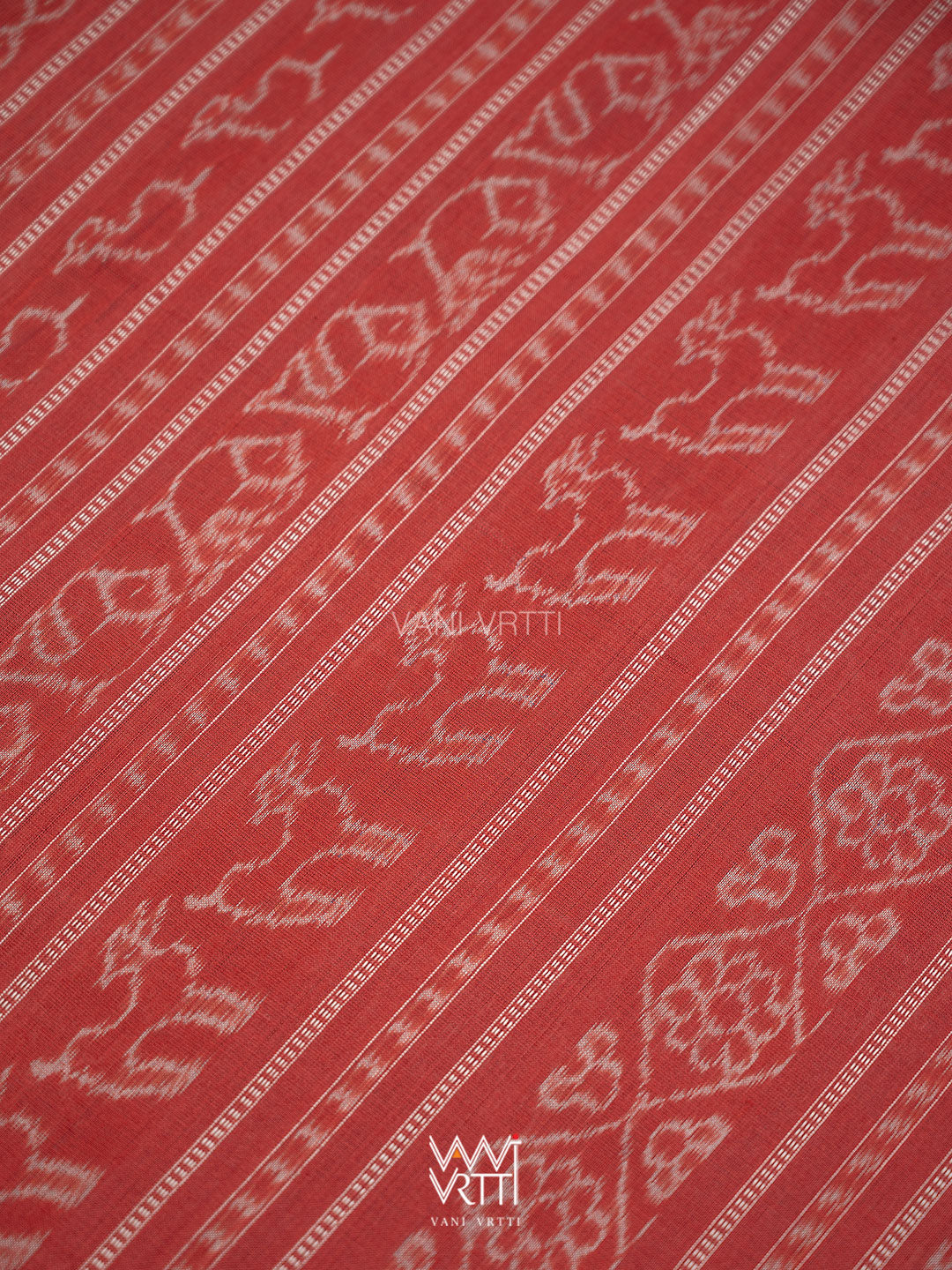 Indigo Blue Madder Hathi Natural Dyed Cotton Ikat Saree