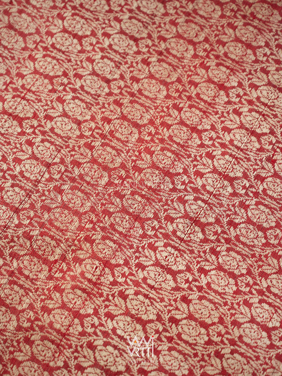 Ruby Red Gulab Jaal Master Weave Exclusive Handspun Tussar Silk Saree