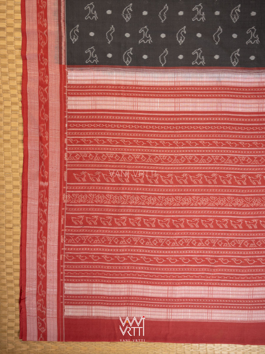 Black Madder Sunya Hiran Natural Dyed Cotton Ikat Saree