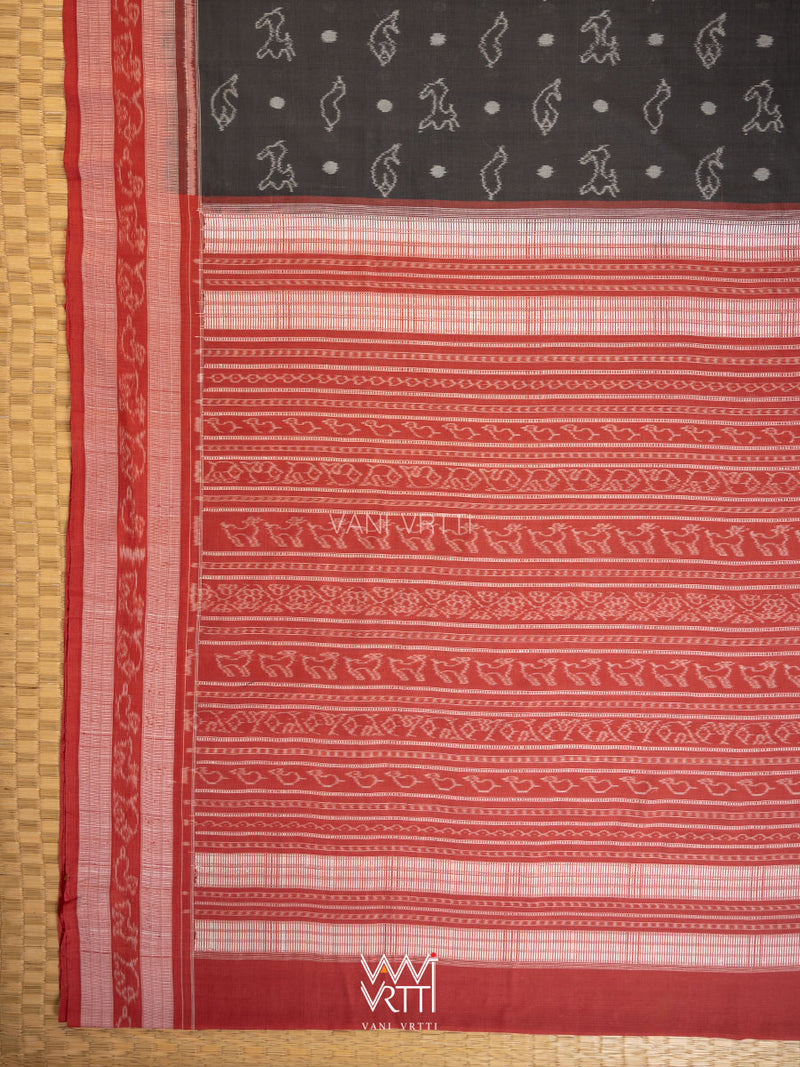 Black Madder Sunya Hiran Natural Dyed Cotton Ikat Saree