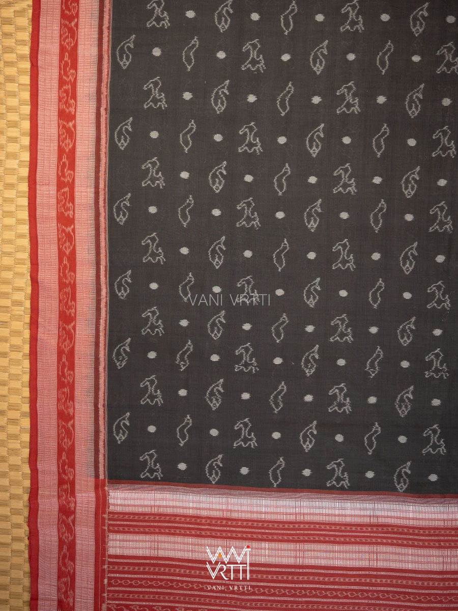 Black Madder Sunya Hiran Natural Dyed Cotton Ikat Saree