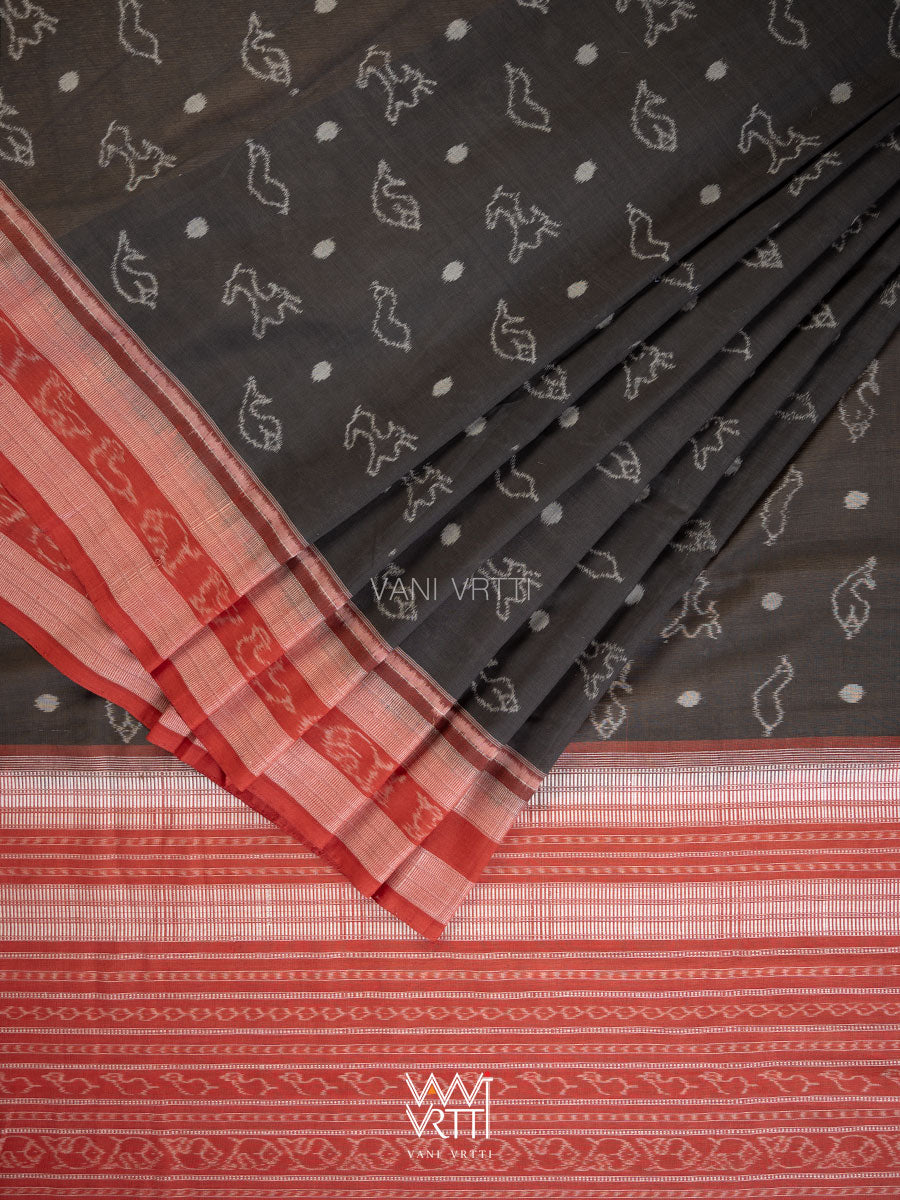 Black Madder Sunya Hiran Natural Dyed Cotton Ikat Saree