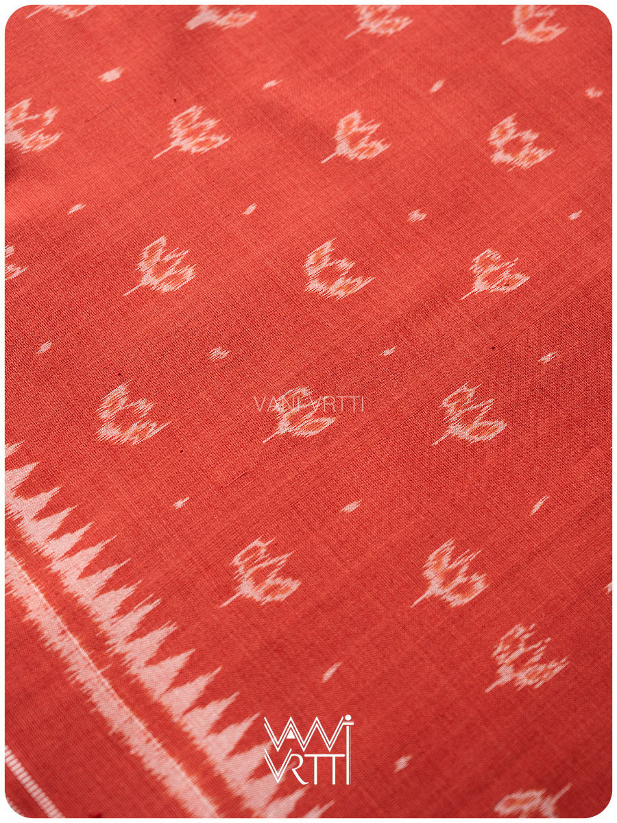 Manjistha Red Lotus Natural Dyed Cotton Ikat Saree