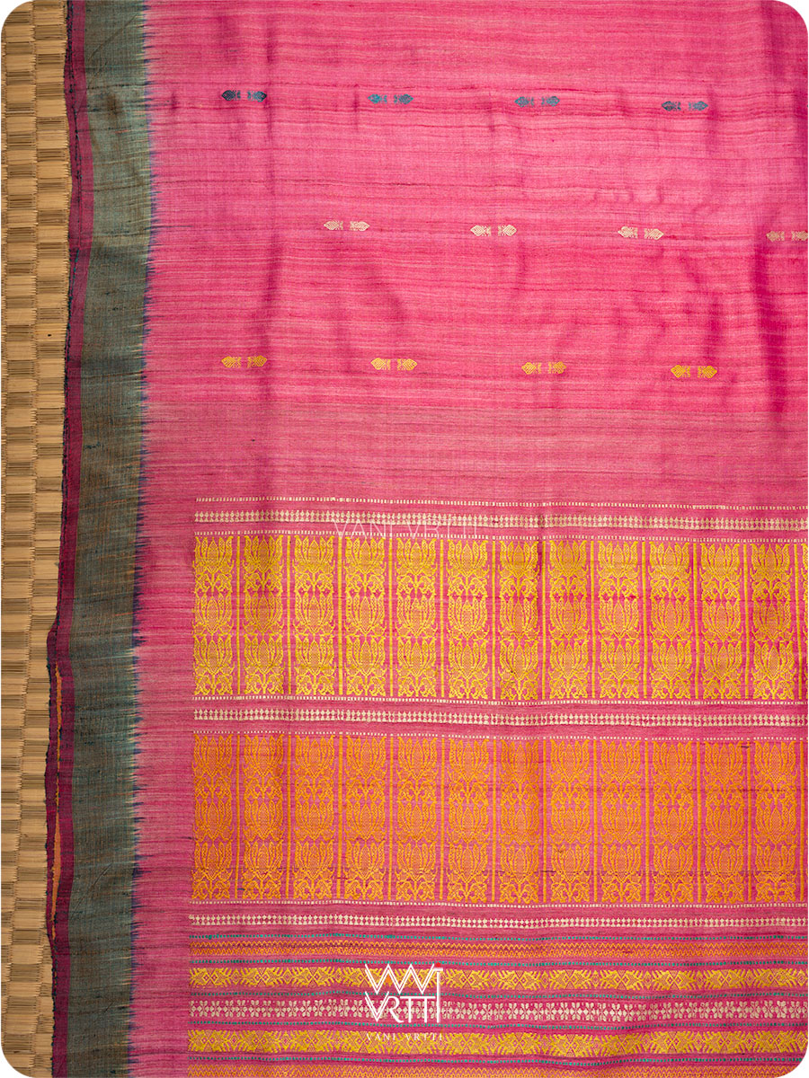 Rose Pink Ananta Handspun Tussar Silk Saree