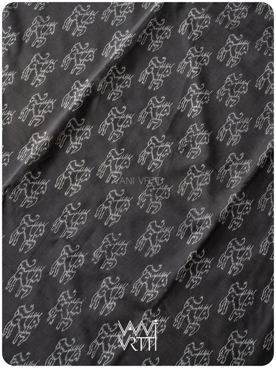 Black Red Lion Natural Dyed Cotton Ikat Saree