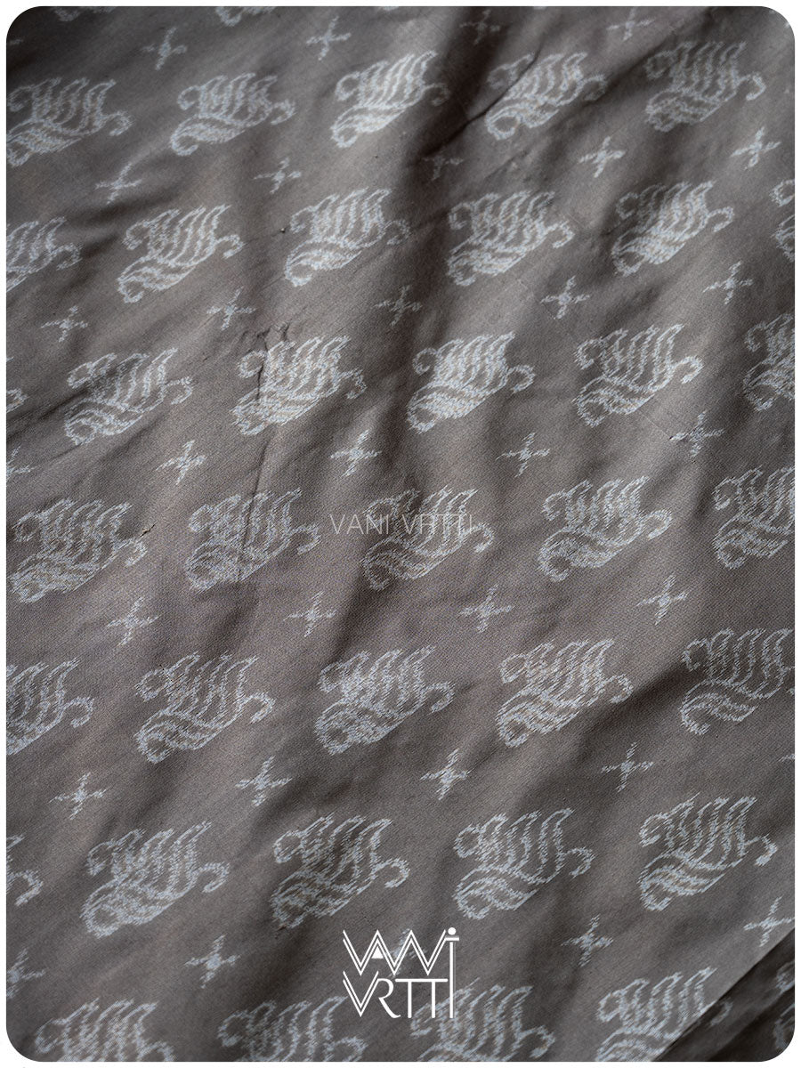 Grey Lilac Fern Butta Tea Leaf Natural Dyed Mulberry Silk Ikat Saree