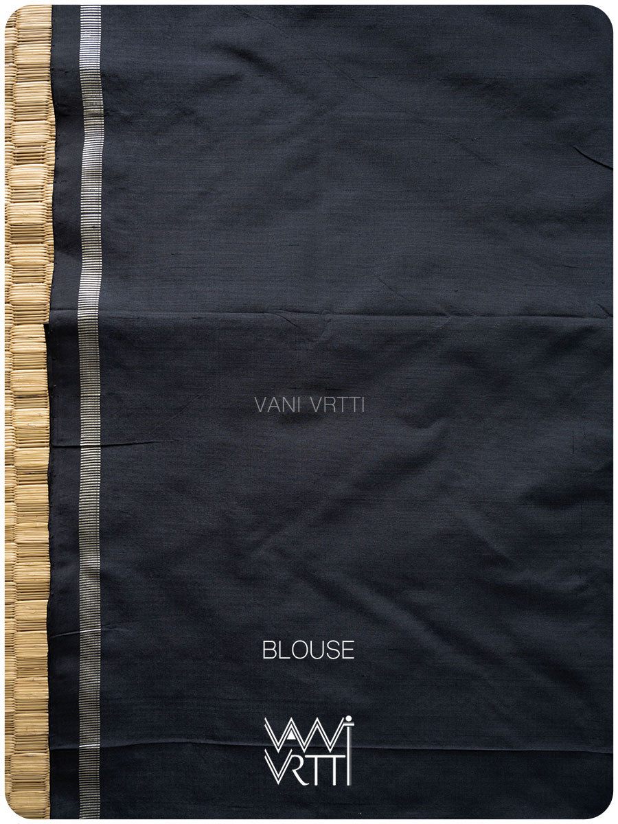 Black Hibiscus Iron Rust Natural Dyed Mulberry Silk Ikat Saree