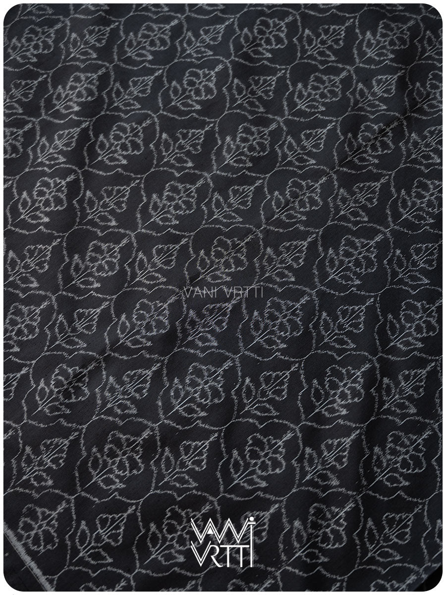 Black Hibiscus Iron Rust Natural Dyed Mulberry Silk Ikat Saree