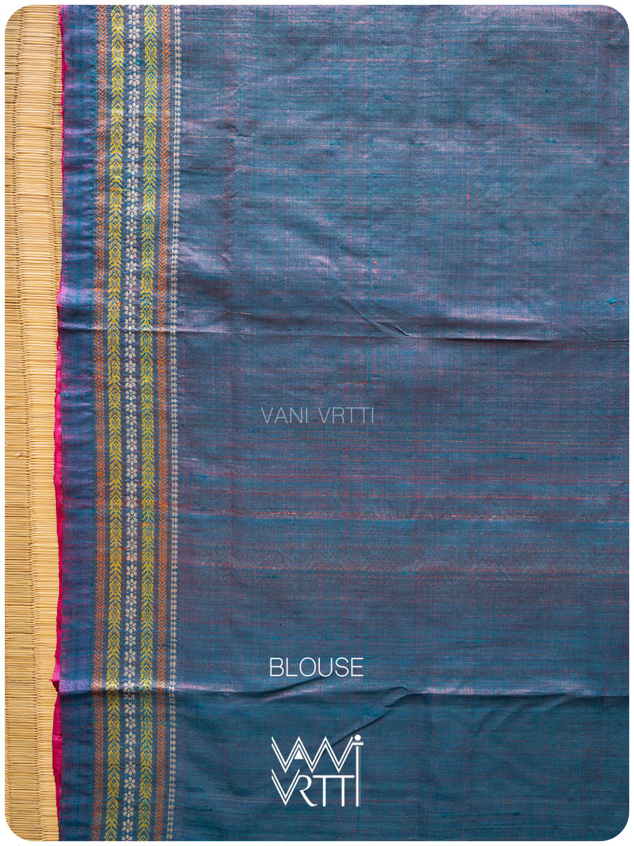 Deep Baingani Magenta Firozi Ananta Handspun Tussar Silk Sari