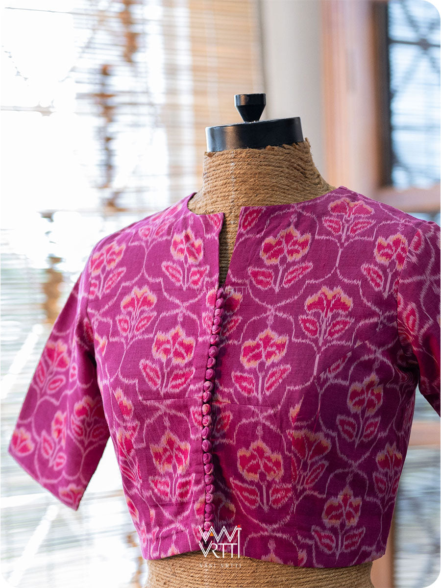 Pink Laal Jaba Cotton Ikat Blouse