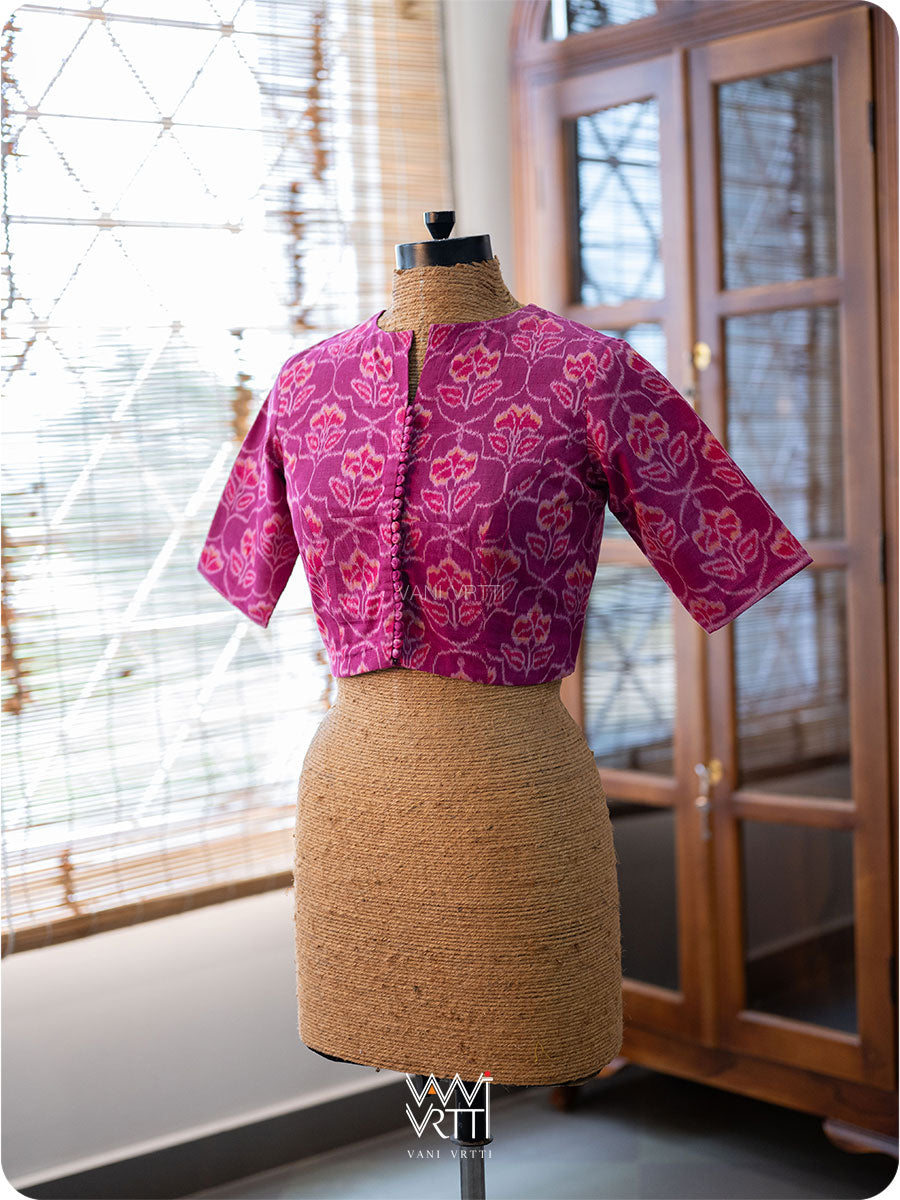 Pink Laal Jaba Cotton Ikat Blouse