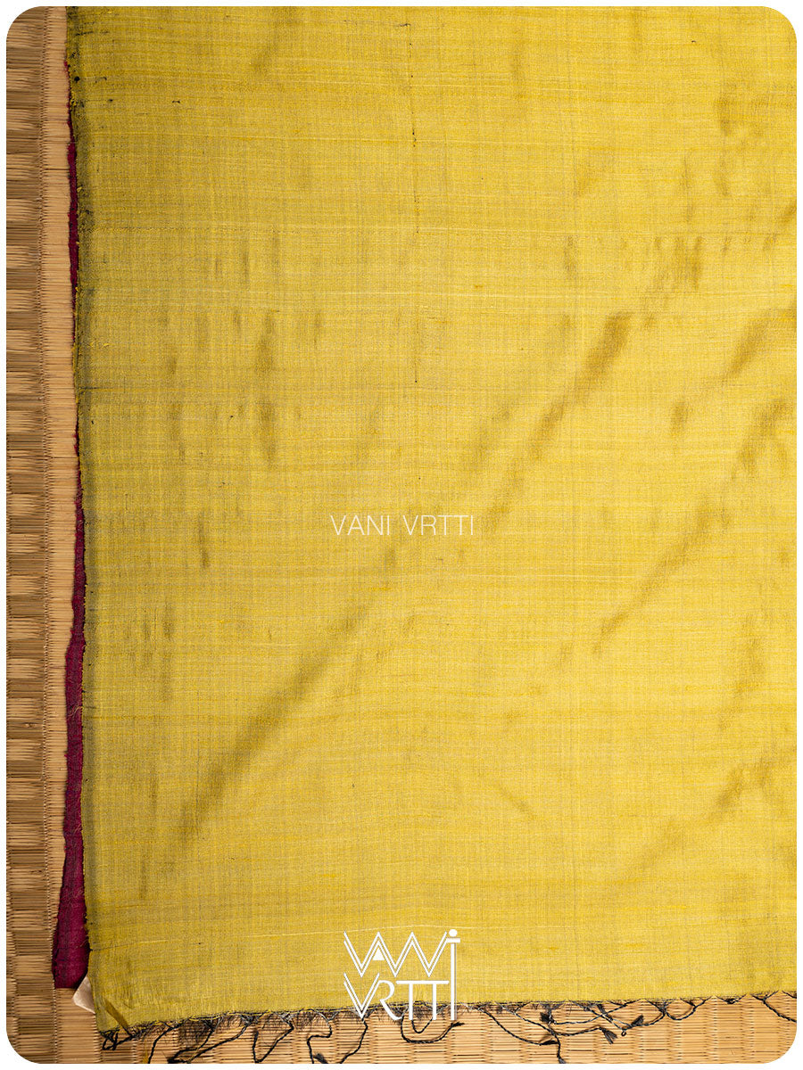 Purple Lime Yellow Ganga Jamuna Antara Handspun Tussar Silk Saree