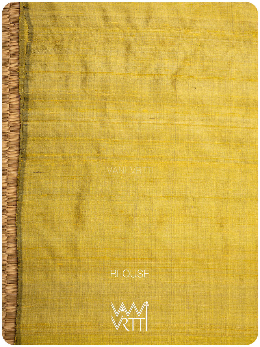 Purple Lime Yellow Ganga Jamuna Antara Handspun Tussar Silk Saree