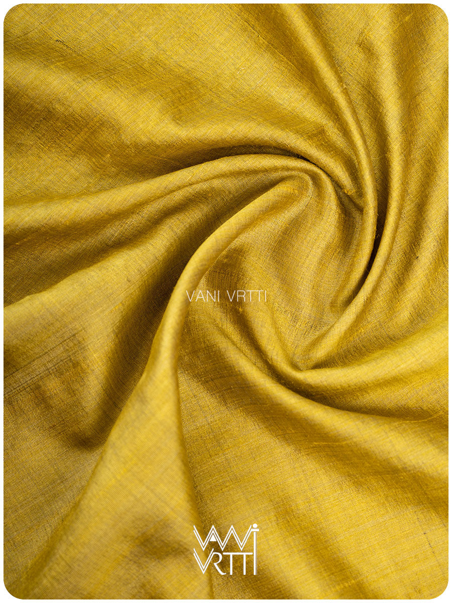Purple Lime Yellow Ganga Jamuna Antara Handspun Tussar Silk Saree