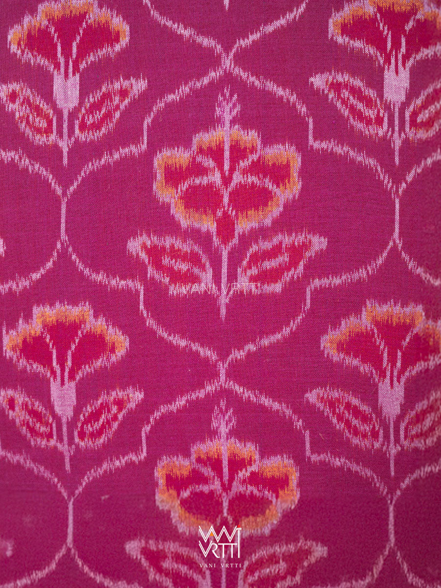 Purplish Pink Laal Jaba V Line Yoke Cotton Ikat Blouse