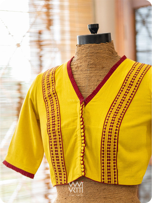 Haldi Yellow Handwoven Kotpad Cotton Blouse
