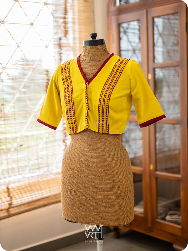 Haldi Yellow Handwoven Kotpad Cotton Blouse