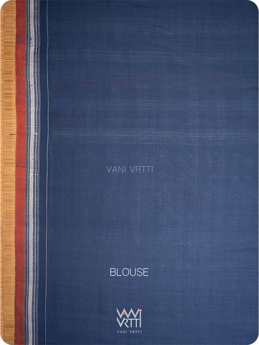 Indigo Tea Leaf Natural Dyed Cotton Ikat Saree