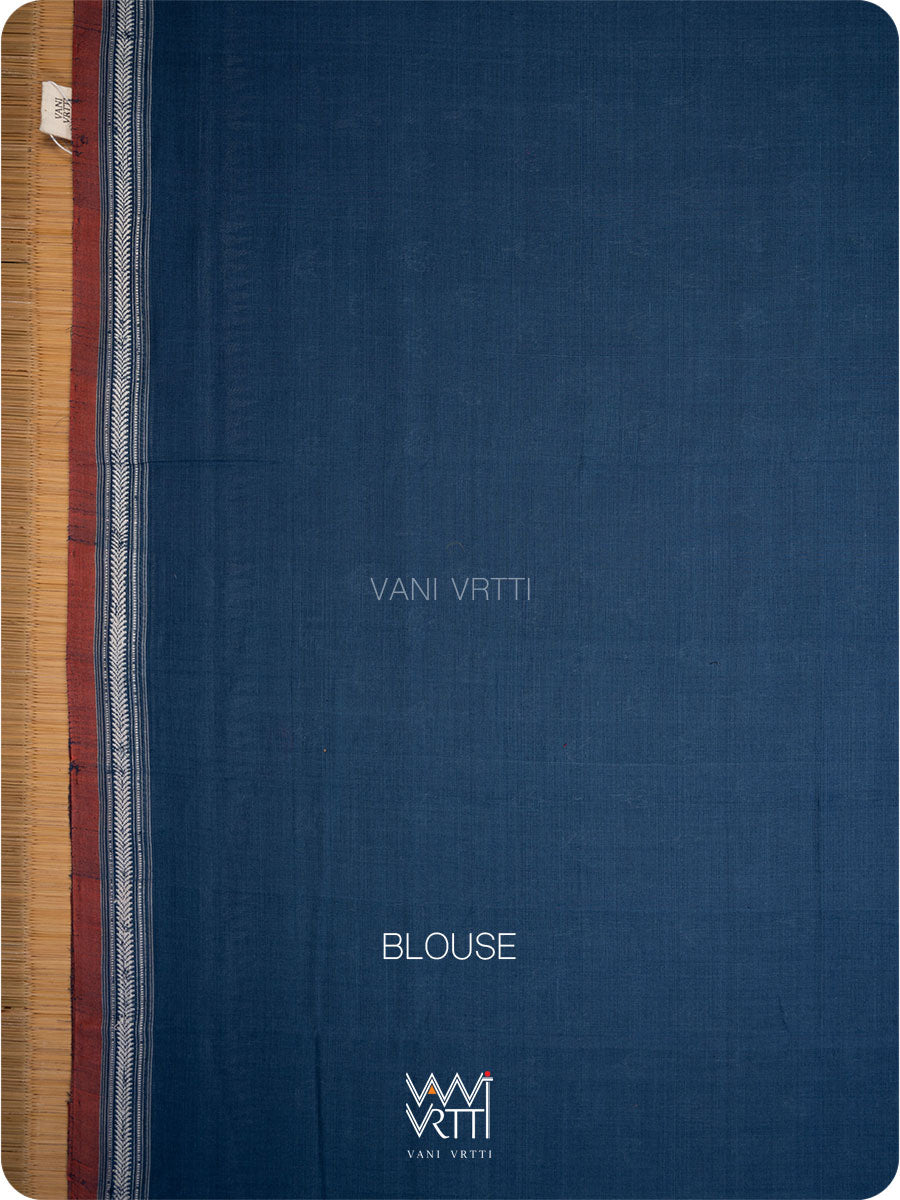 Indigo Lotus Bud Natural Dyed Cotton Ikat Saree