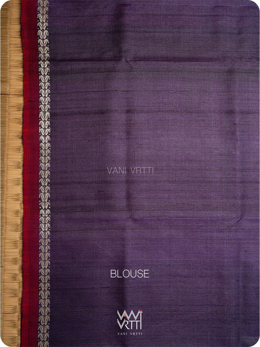 Deep Baingani Santati Ikat Handspun Tussar Silk Saree