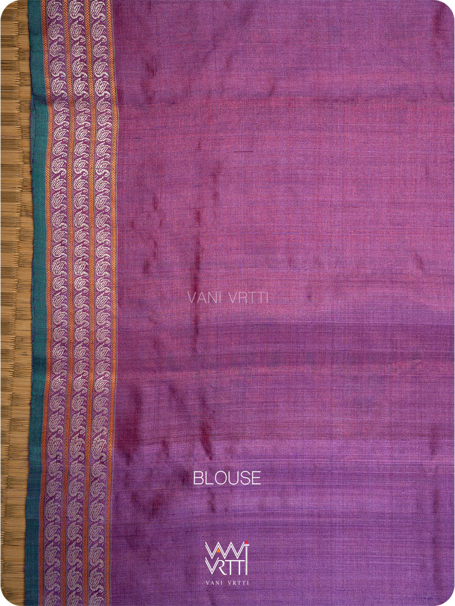 Old Rose Pink Purple Veena Pani Lata Master Weave Exclusive Handspun Tussar Silk Saree