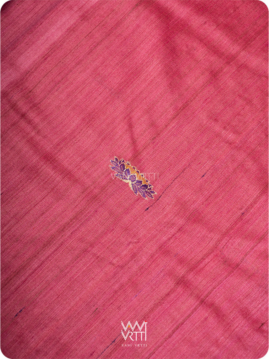 Old Rose Pink Purple Veena Pani Lata Master Weave Exclusive Handspun Tussar Silk Saree