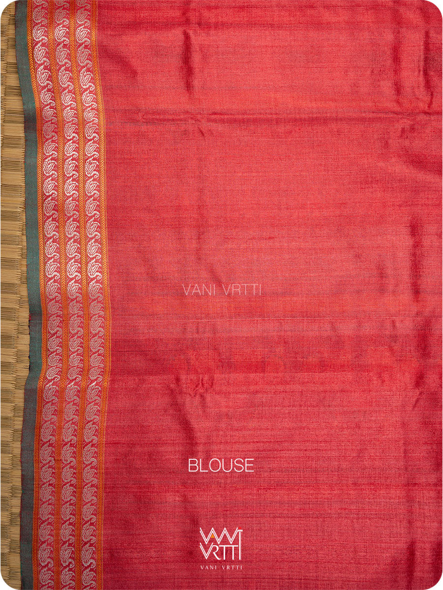 Mango Yellow Red Purple Ganga Jamuna Veena Pani Lata Master Weave Exclusive Handspun Tussar Silk Saree
