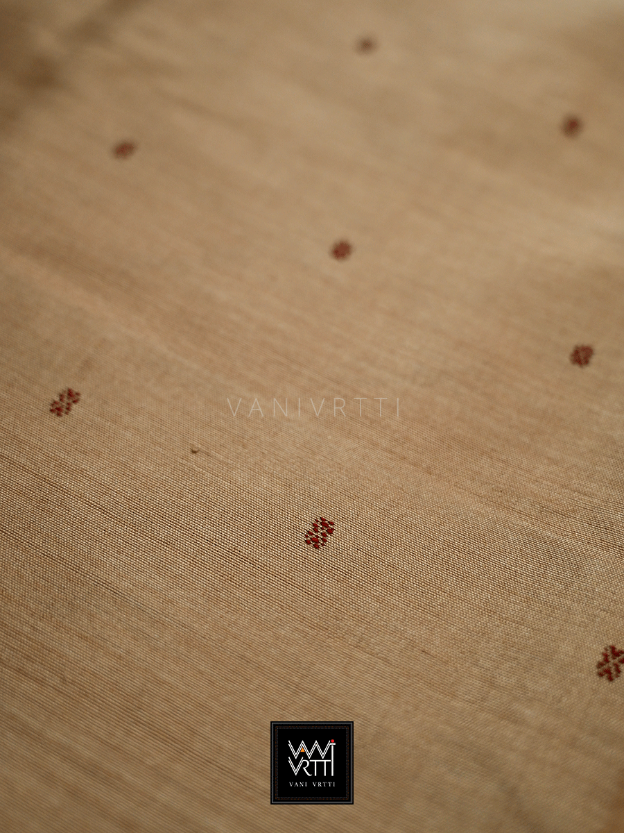 Golden Brick Red Ek Phulia Rudraksh Ikkat Mulberry Silk Saree