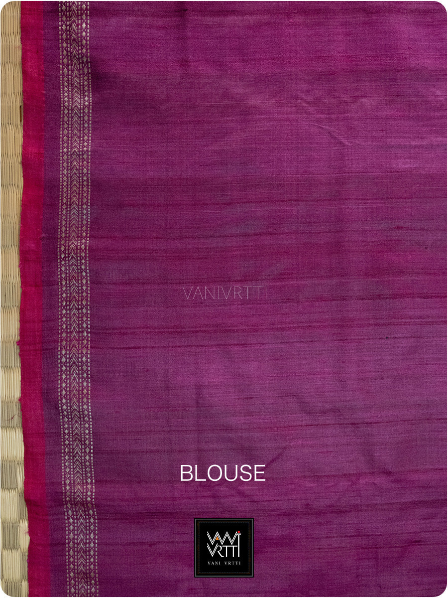 Deep Pink Chrysanthemum Master Weave Designer Handspun Ikat Tussar Silk Saree