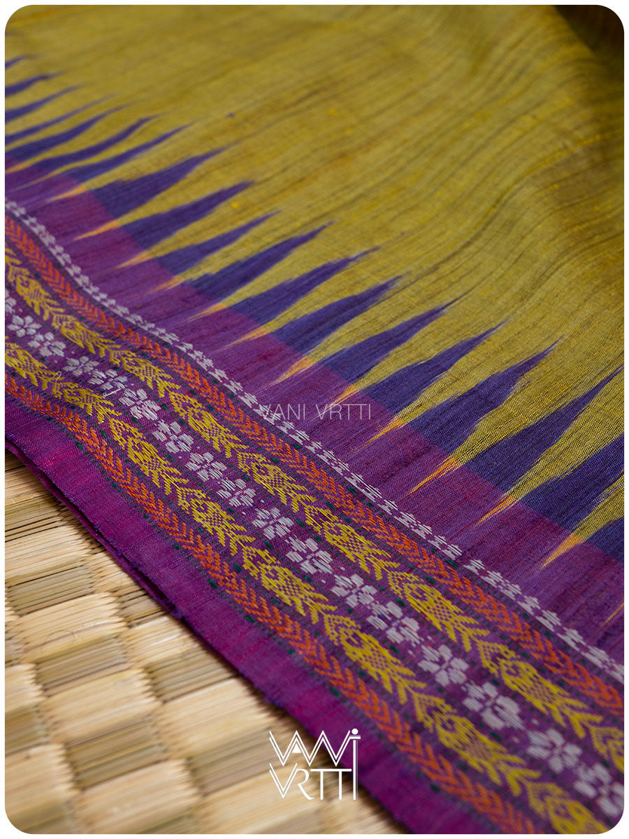 Green Gold Violet Ananta Handspun Tussar Silk Saree