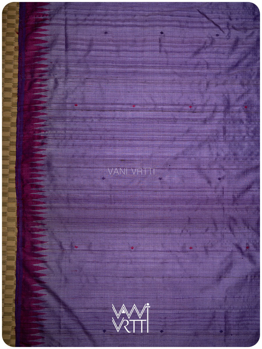 Deep Lilac Magenta Bristi Handspun Tussar Silk Saree