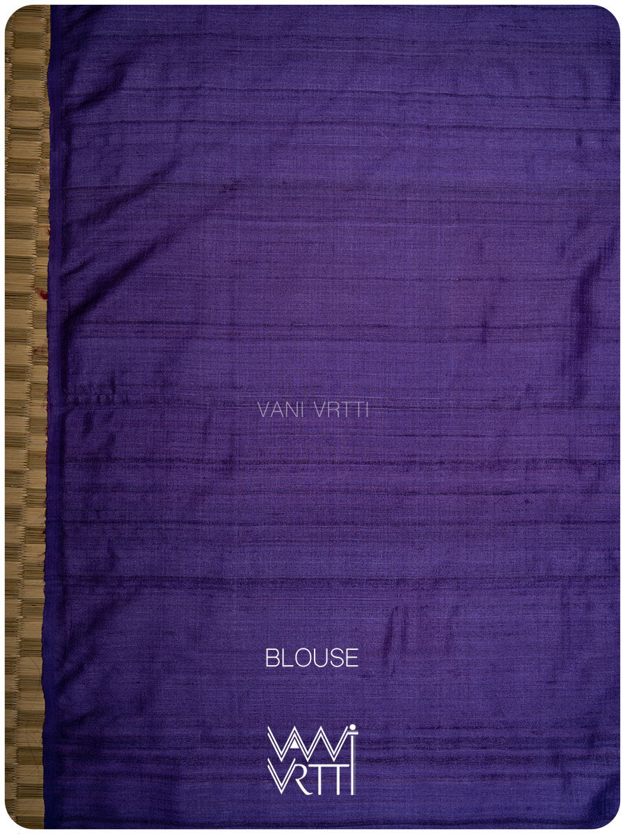 Deep Lilac Magenta Bristi Handspun Tussar Silk Saree