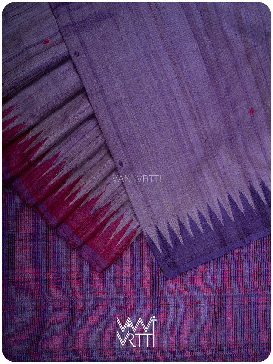 Deep Lilac Magenta Bristi Handspun Tussar Silk Saree