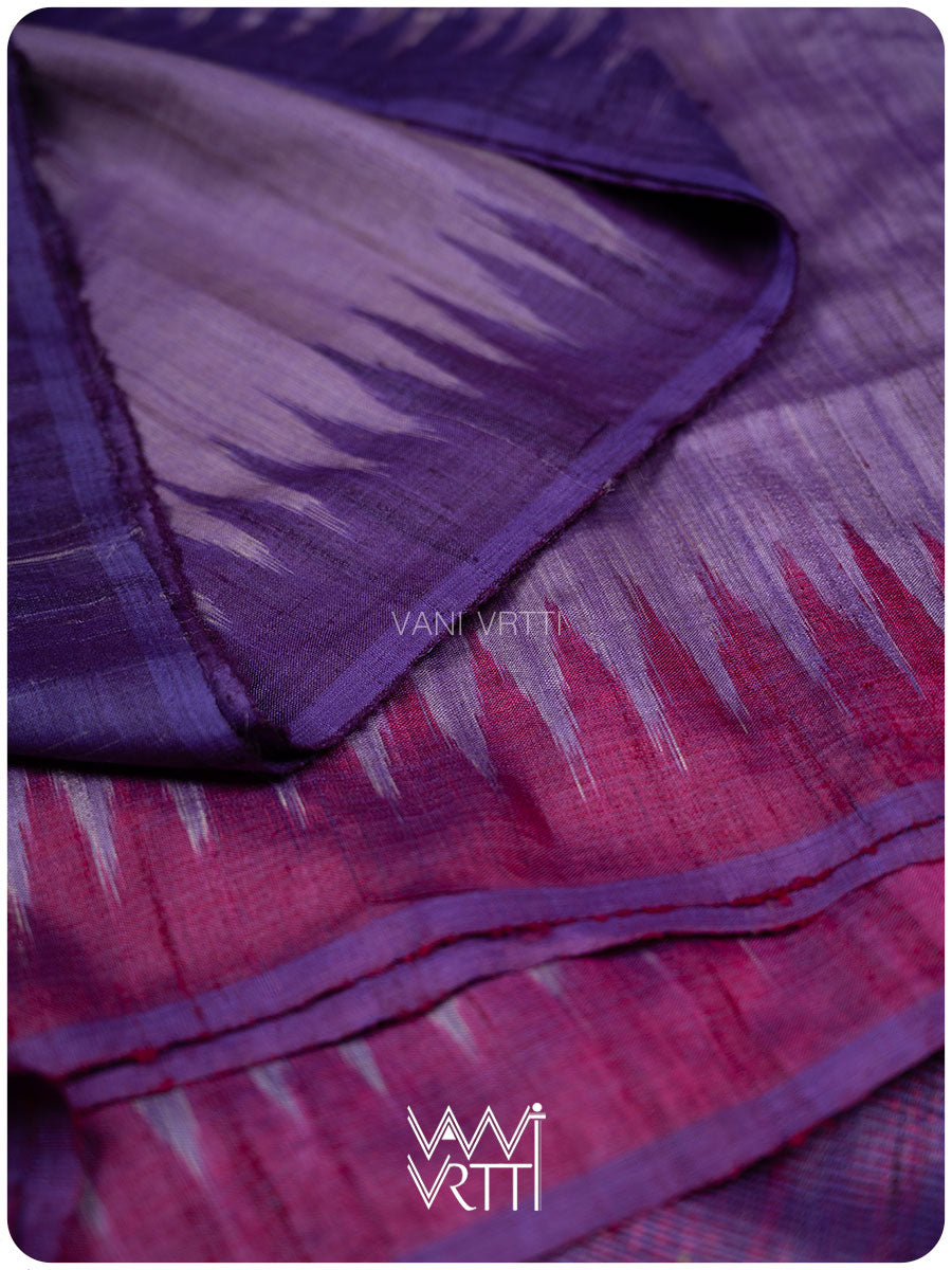 Deep Lilac Magenta Bristi Handspun Tussar Silk Saree