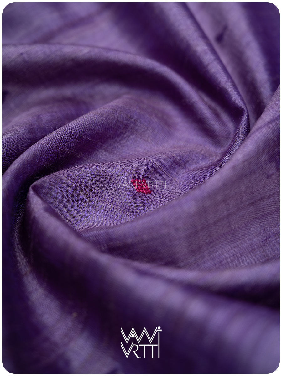 Deep Lilac Magenta Bristi Handspun Tussar Silk Saree