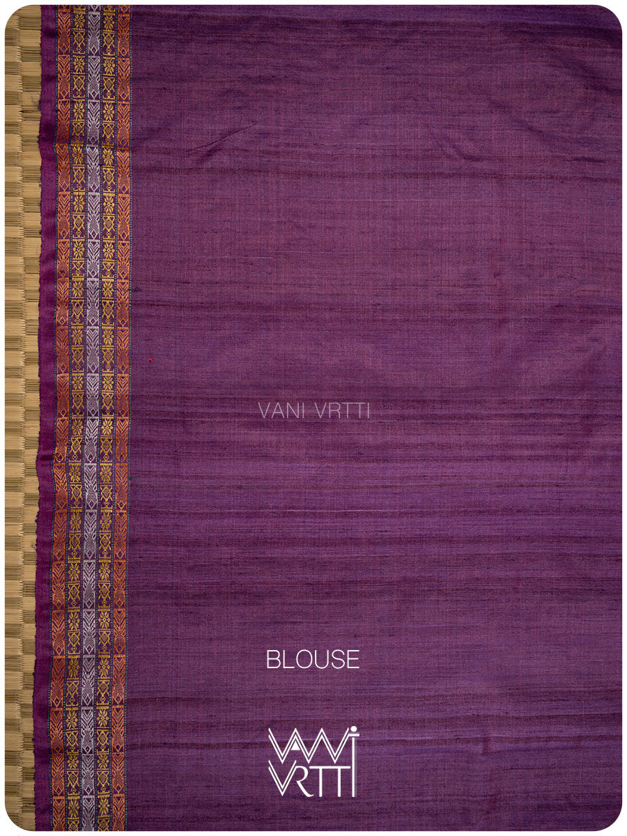 Laal Baingani Matsya Kachhap Handspun Tussar Silk Saree